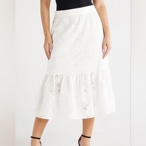 Sophia Jeans Long Flowy Floral Embroidered Tiered‎ Peasant Skirt XL NWT